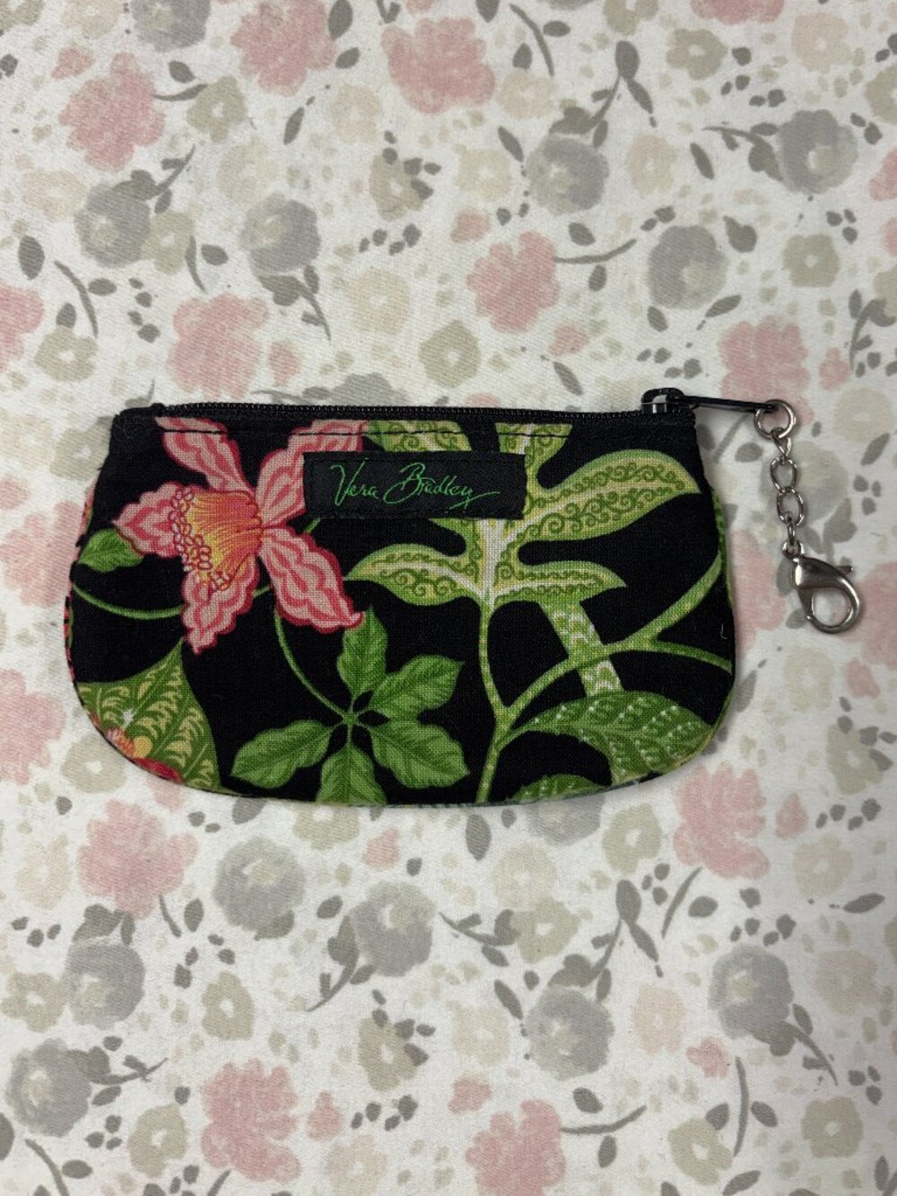 Vera Bradley Wristlet - Floral w Zipper/Chain/Hook; See-Through Pocket